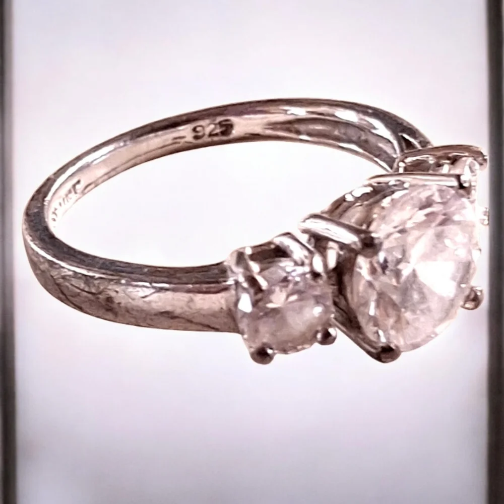 Vintage Signed STAUER Sterling Silver 925 3 Stone Ring Size 73.4 grams Size 7 - Picture 4 of 10